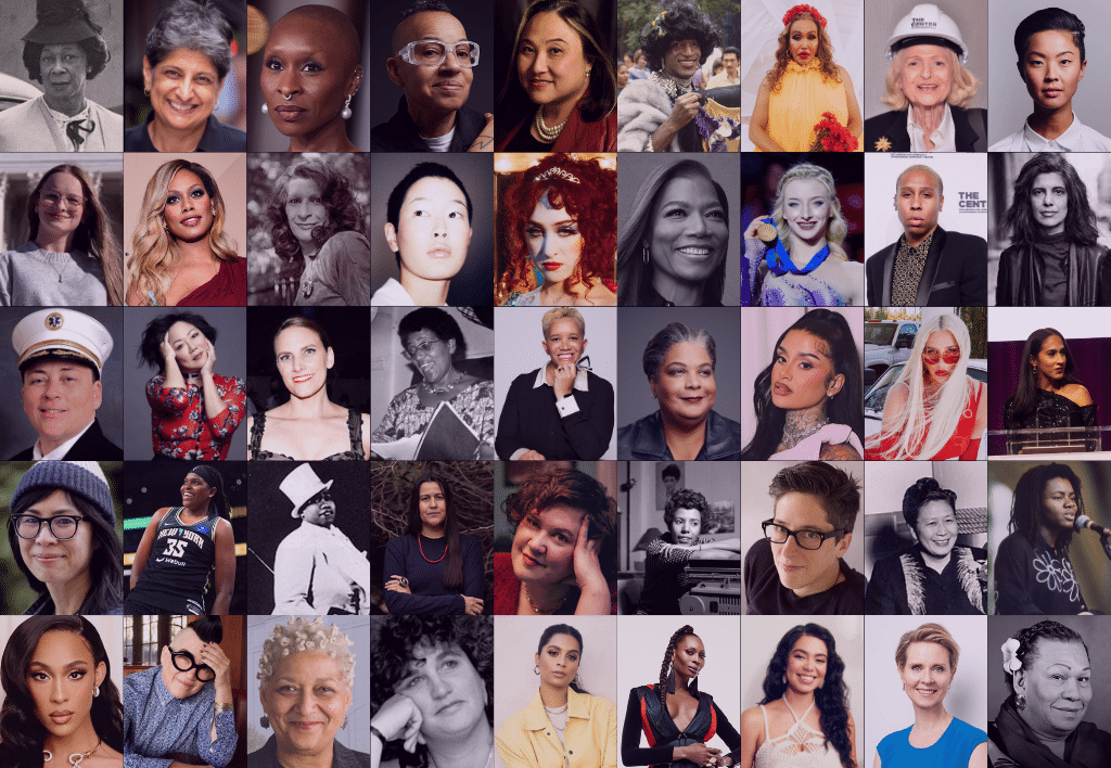 Headshots of LGBTQ+ Women throughout modern history.