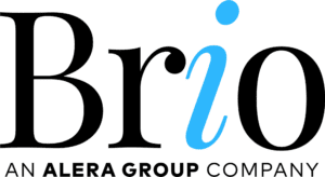 the word Brio written in black with the i in blue. Below reads: An Alera Group Company