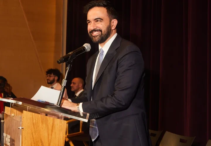 Zohran Mamdani speaking at The NYC LGBT+ Center for Transgender Day of Visibility
