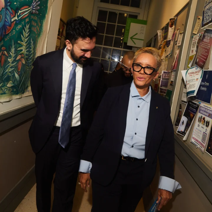 Zohran Mamdani and Dr. Carla Smith at The NYC LGBT+ Center