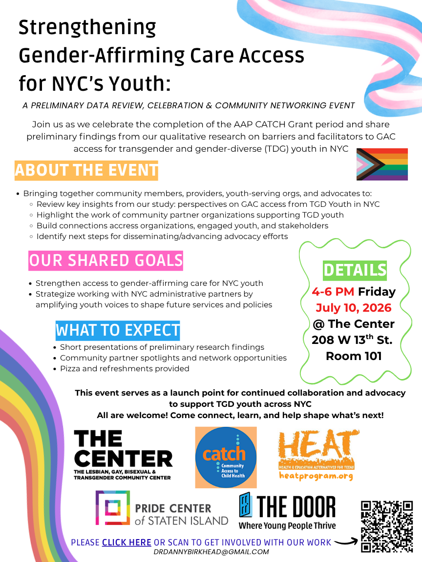 GNC Youth Mt. Sinai Project Data Release and Celebration Event Flyer