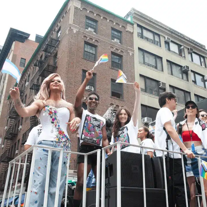 LGBT people waving flags